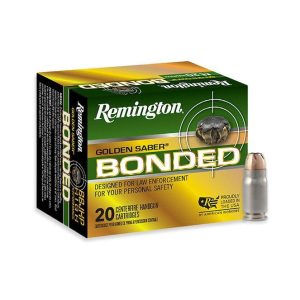 https3A2F2Fmedia.chattanoogashooting.com2Fimages2Fproduct2FRT294072FRT29407-1.jpg Remington Golden Saber Bonded Handgun Ammunition .357 Sig 125 gr BJHP 1350 fps 20/ct