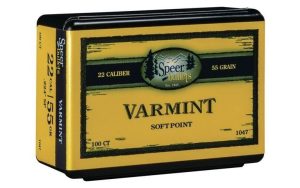 https3A2F2Fmedia.chattanoogashooting.com2Fimages2Fproduct2FSP10472FSP1047.jpg Speer Varmint Soft Point Rifle Bullets .224 cal .224" 55 gr JSP 100/ct