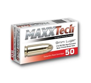 https3A2F2Fmedia.chattanoogashooting.com2Fimages2Fproduct2FTLPTGB9MMB2FTLPTGB9MMB.jpg Maxxtech Brass Casefire Handgun Ammunition 9mm Luger 115 gr FMJ 50/ct