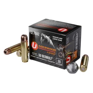 https3A2F2Fmedia.chattanoogashooting.com2Fimages2Fproduct2FUB5182FUB518.jpg Underwood Hunting & Self Defense Handgun Ammunition 50 Beowulf(12.7x42) 350gr JHP 1775 fps 20/ct