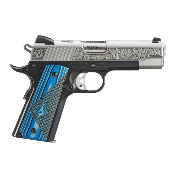 https3A2F2Fmedia.chattanoogashooting.com2Fimages2Fproduct2FUR167022FUR167021.jpg Ruger SR1911 "411 Sunapee St." Street Edition Handgun 45 Auto 7rd Magazines(2) 4.25" Barrel Engraved Frame G10 Grips