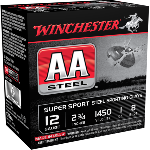 https3A2F2Fmedia.chattanoogashooting.com2Fimages2Fproduct2FWNAASCL12S82FWNAASCL12S8-1.png Winchester AA Steel Target Shotshell Ammunition 12ga 2-3/4" #8 1oz 25/ct