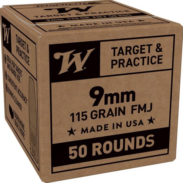 Winchester Service Grade 9mm Luger Ammo 115 Grain Full Metal Jacket Winchester Service Grade Handgun Ammunition 9mm Luger 115gr FMJ 1300fps 50/ct