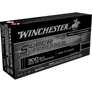 https3A2F2Fmedia.chattanoogashooting.com2Fimages2Fproduct2FWNSUP300BLK2FWNSUP300BLK-1.png Winchester Super Suppressed Rifle Ammunition .300 AAC Blackout 200gr FMJOT 1060 fps 20/ct