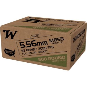 https3A2F2Fmedia.chattanoogashooting.com2Fimages2Fproduct2FWNWM8555002FWNWM855500-2_1.jpg Winchester USA Lake City M855 Green Tip Rifle Ammunition 5.56X45 NATO 62 gr. FMJ 3060 fps 500/ct