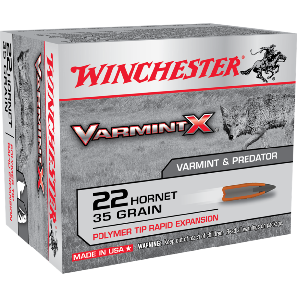 https3A2F2Fmedia.chattanoogashooting.com2Fimages2Fproduct2FWNX22P2FWNX22P-1.png Winchester Varmint X Rifle Ammunition .22 Hornet 35 gr. PT 3100 fps 20/ct