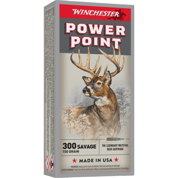 https3A2F2Fmedia.chattanoogashooting.com2Fimages2Fproduct2FWNX30012FWNX3001-1.png Winchester Super-X Power Point Rifle Ammunition .300 Savage 150 gr. PSP 2630 fps 20/ct