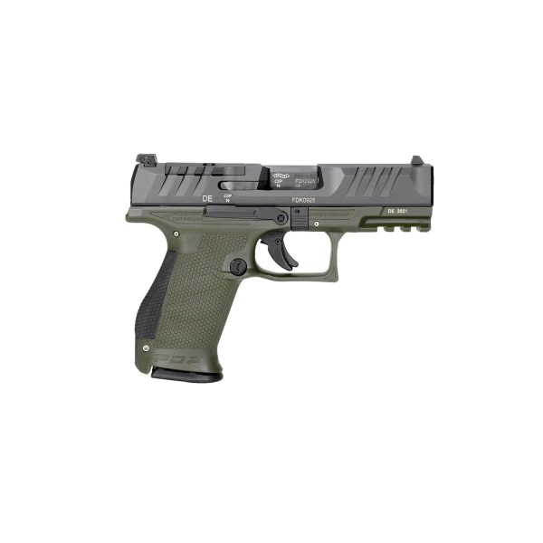 https3A2F2Fmedia.chattanoogashooting.com2Fimages2Fproduct2FWY28584282FWY2858428_1.jpg Walther Optic Ready PDP Compact Handgun 9mm Luger 15rd Magazine 4" Barrel Two Tone Green