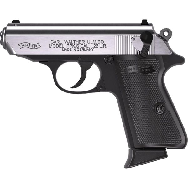 https3A2F2Fmedia.chattanoogashooting.com2Fimages2Fproduct2FWY50303102FWY5030310-1.jpg Walther PPK/s Handgun .22 LR 10rd Magazine 3.3" Threaded Barrel Two-Tone Black Stainless