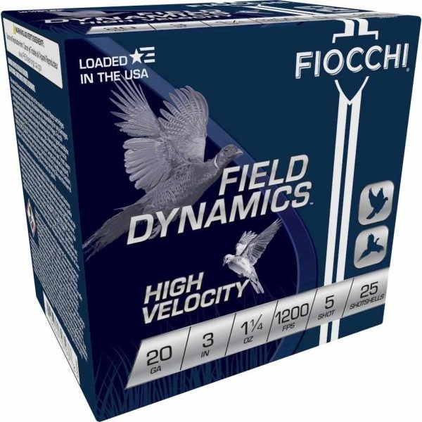 https3A2F2Fmedia.chattanoogashooting.com2Fimages2Fproduct2FXN203HV52FXN203HV5-1.jpg Fiocchi Field Dynamics Shotshells 20 ga 3" 1-1/4oz 1200fps #5 25/ct