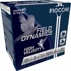 https3A2F2Fmedia.chattanoogashooting.com2Fimages2Fproduct2FXN203HV82FXN203HV8-1_1.jpg Fiocchi Field Dynamics Shotshells 20 ga 3" 1-1/4oz 1200fps #8 25/ct