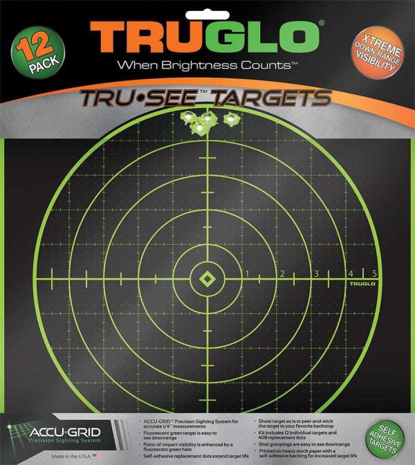 https3A2F2Fmedia.chattanoogashooting.com2Fimages2Fproduct2FXRTG10A122FXRTG10A12.jpg TRUGLO TRU-SEE Self Adhesive Targets - 100 Yard 12x12 Green 12 Pack