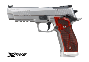image-full-86832-4454fef67fdb66a545e73190fcf24e92.png SIG SAUER P226 X5 CUSTOM WORKS STAINLESS 9MM PISTOL SAO, WOOD GRIPS 3-10RD MAGS