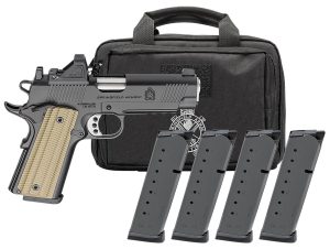 image-full-9027-44aa76a0d139c37e39150b8bacee088f.jpg SPRINGFIELD ARMORY 1911 OPERATOR 4.25" 45ACP PSTL BLK AOS U NOTCH W/ TRITM, VIRIDIAN RFX11,BAG,4 MAG