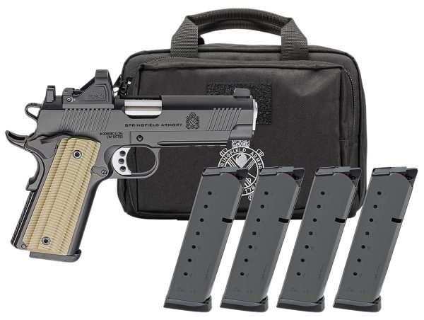 image-full-9027-44aa76a0d139c37e39150b8bacee088f.jpg SPRINGFIELD ARMORY 1911 OPERATOR 4.25" 45ACP PSTL BLK AOS U NOTCH W/ TRITM, VIRIDIAN RFX11,BAG,4 MAG