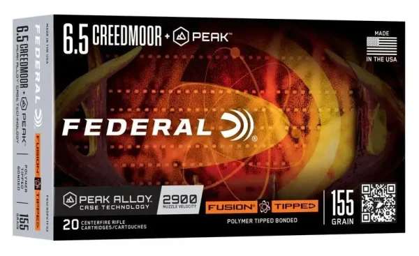 1184940-14382149.webp FEDERAL 6.5 CREEDMOOR+PEAK 155GR FUSION TIPPED 20 RD/BX 10 BX/CS
