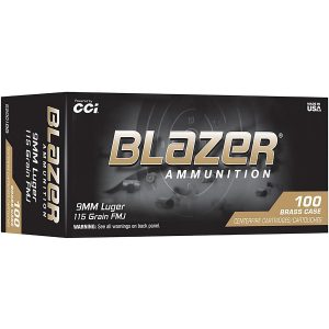 https3A2F2Fmedia.chattanoogashooting.com2Fimages2Fproduct2FCC52001BB2FCC52001BB1.jpg CCI Blazer Brass Handgun Ammunition 9mm Luger 115gr FMJ 1145 fps 100/ct