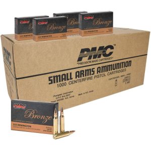 https3A2F2Fmedia.chattanoogashooting.com2Fimages2Fproduct2FPM223AC2FPM223AC-1.jpg PMC Bronze Rifle Ammunition .223 Rem 55 gr FMJ 2900 fps 1000/ct